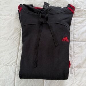 Adidas Black Hoodie with Red Accents men’s large like new